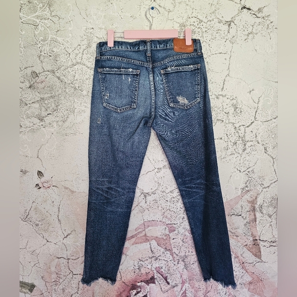 Moussy Vintage Glendele Distressed Tapered Raw Hem Ankle Skinny Denim Jeans - Picture 6 of 13